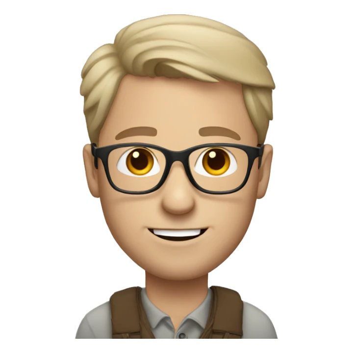 White Man with glasses with raccoon sticker