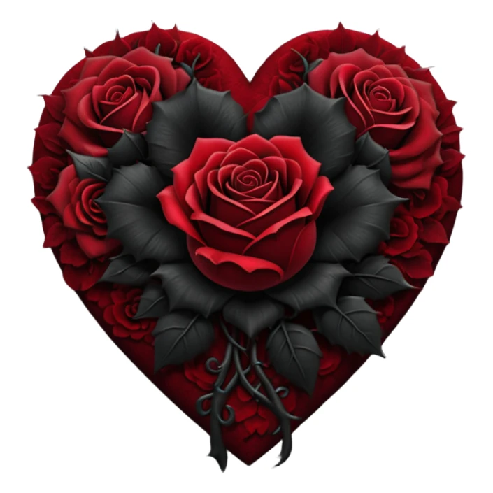 realistic gothic heart with a black rose bouquet sticker