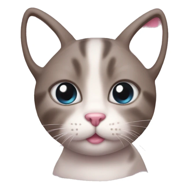 Pink cute cat with baw on her ear  sticker