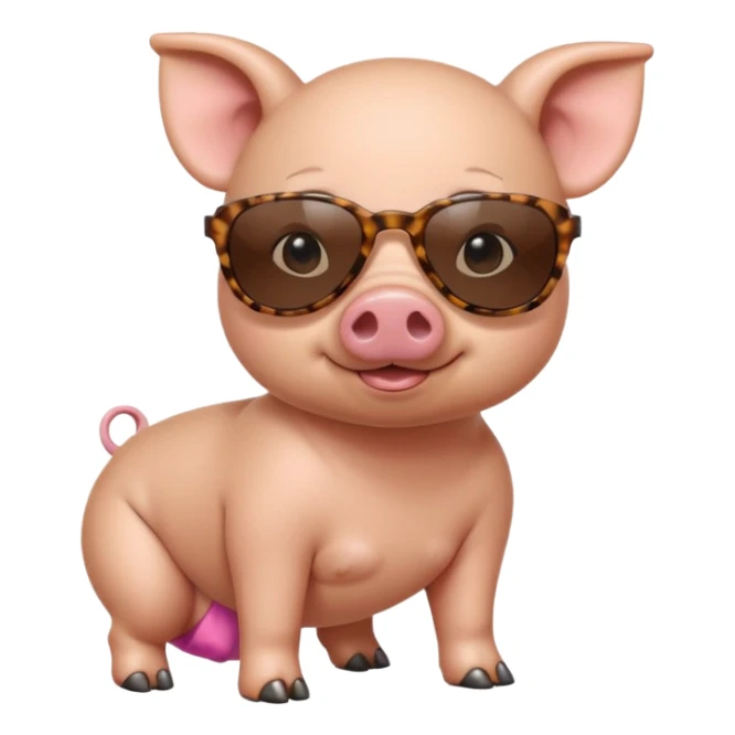 cute pig wearing cool sunglasses and bakini on all fours sticker