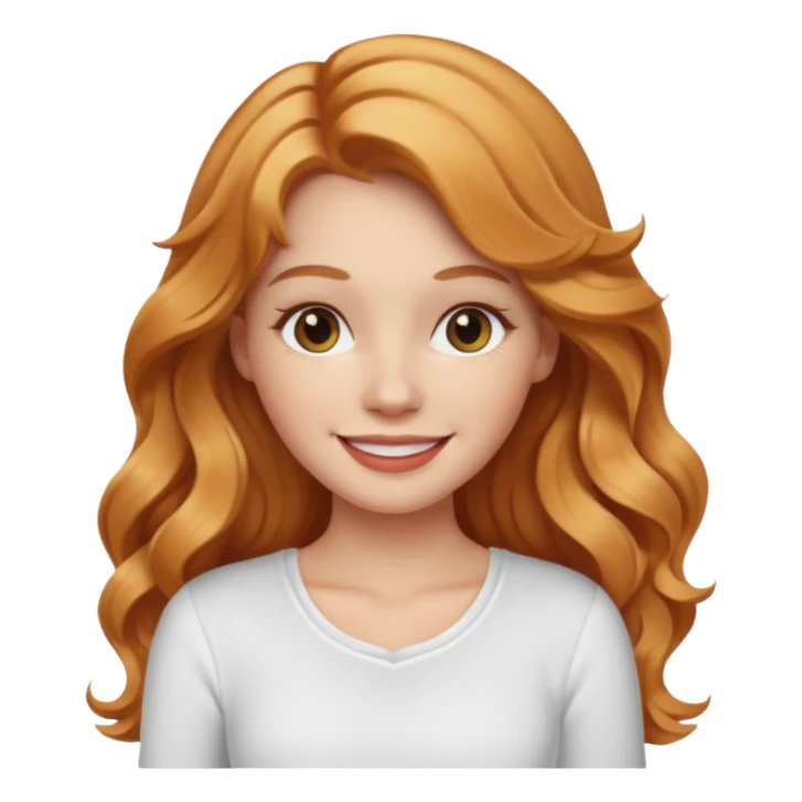 white girl with strawberry blonde long wavy hair, white top  sticker