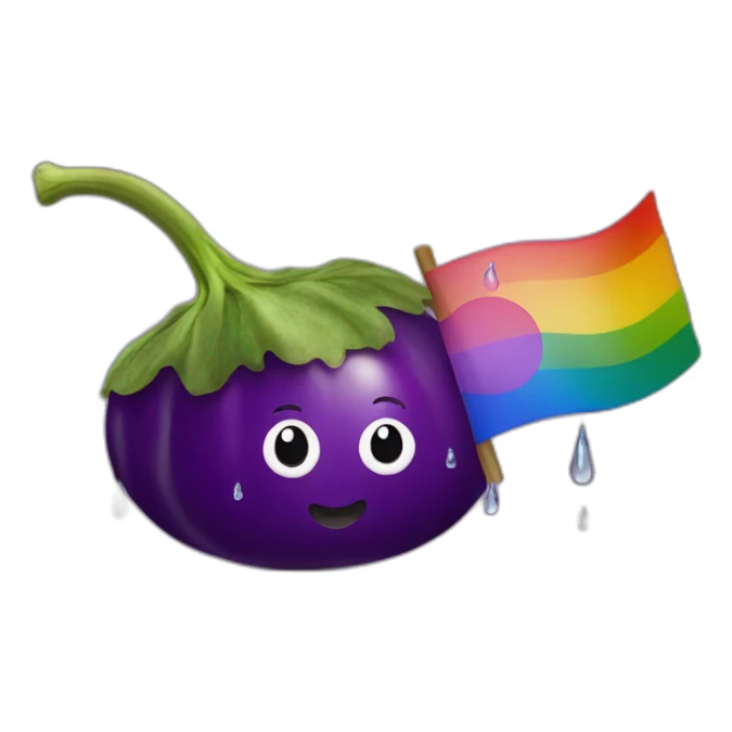 eggplant with water drops and lgbt flag  sticker