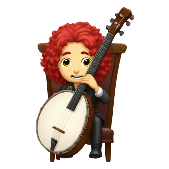 Antonio Vivaldi Red wig old chibi sitting chair banjo sticker