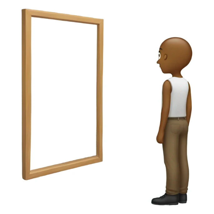 A person standing in front of a mirror sticker