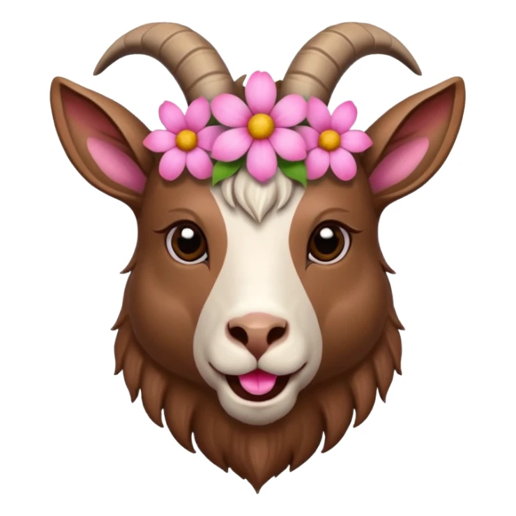 Keçi kafası agzında çicek sticker