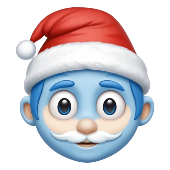 A blue face with a White christmas head it looks like the smurfs sticker