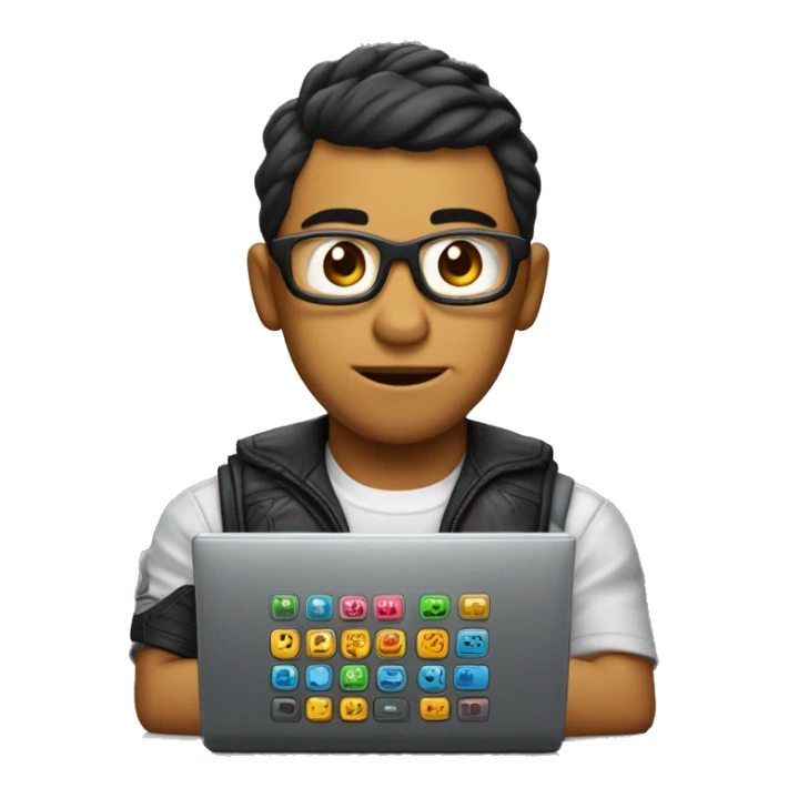 Chico con cabell orizado en una pc gamer sticker