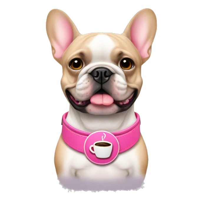 French bulldog pink collar with coffee sticker