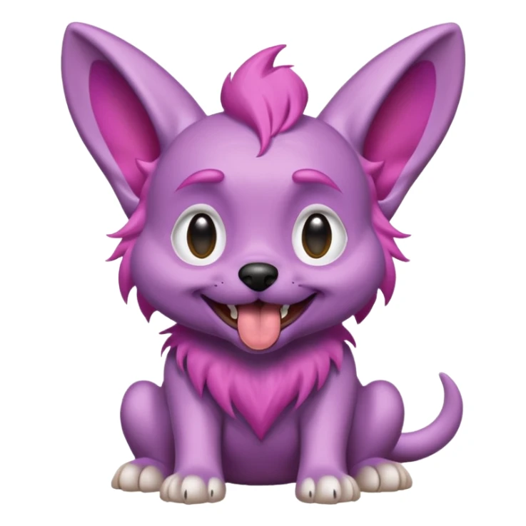 alien dog purple with pink hair very big folded ear and panting sticker