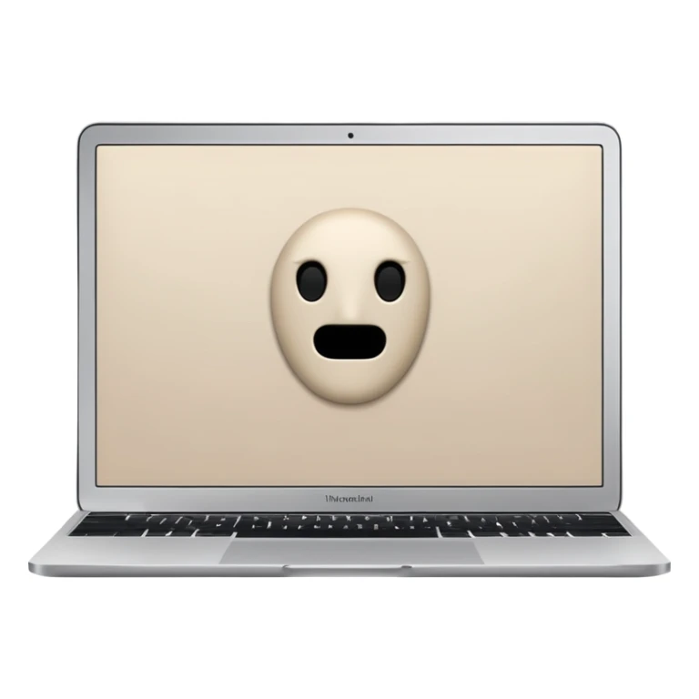 light beige laptop in MacBook style, modern minimalism, no faces, iOS style sticker