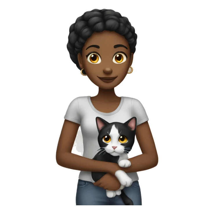 Black girl with calico cat  sticker
