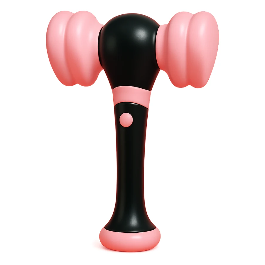 BLACKPINK-inspired gothic lightstick, no hearts, vinyl figure style, glossy and bold, black and pink color scheme sticker