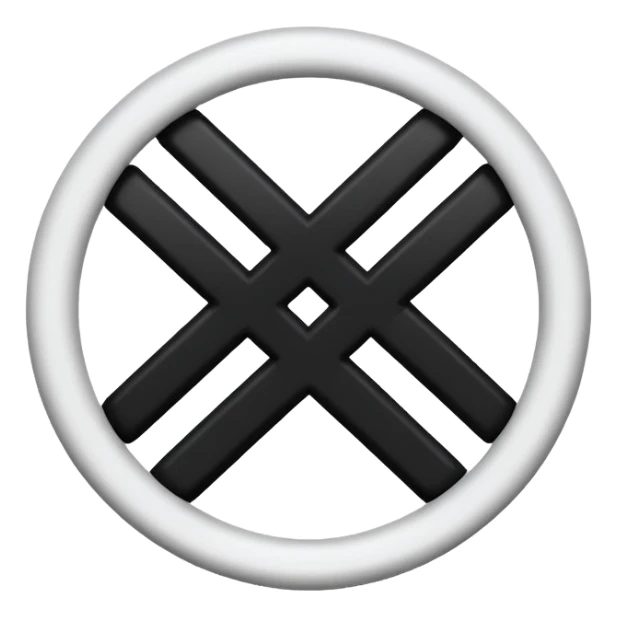 Circle and outside of it an X sticker