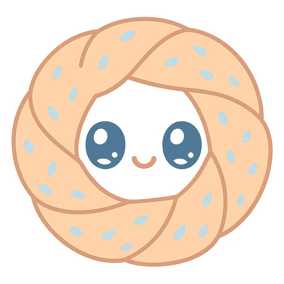 a simit, the Turkish sesame bagel, cute kawaii style sticker