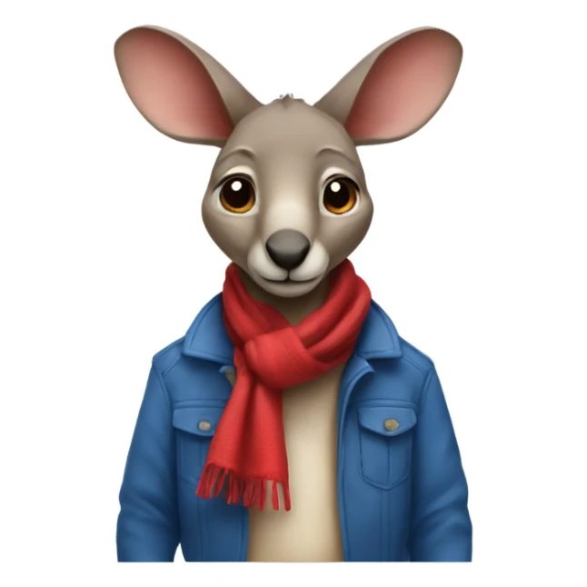 Small kangaroo with a red scarf and blue jacket  sticker