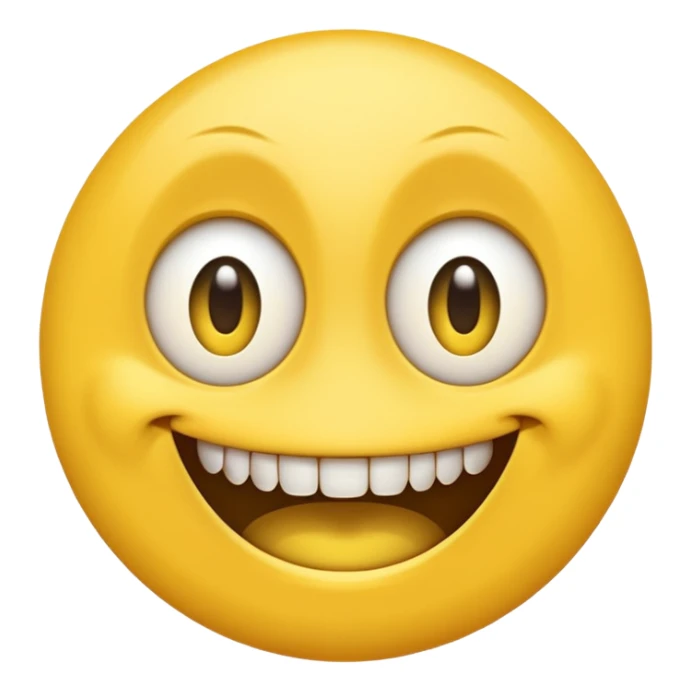 Yellow emoji with vertical slit eyes, huge creepy grin from ear to ear sticker
