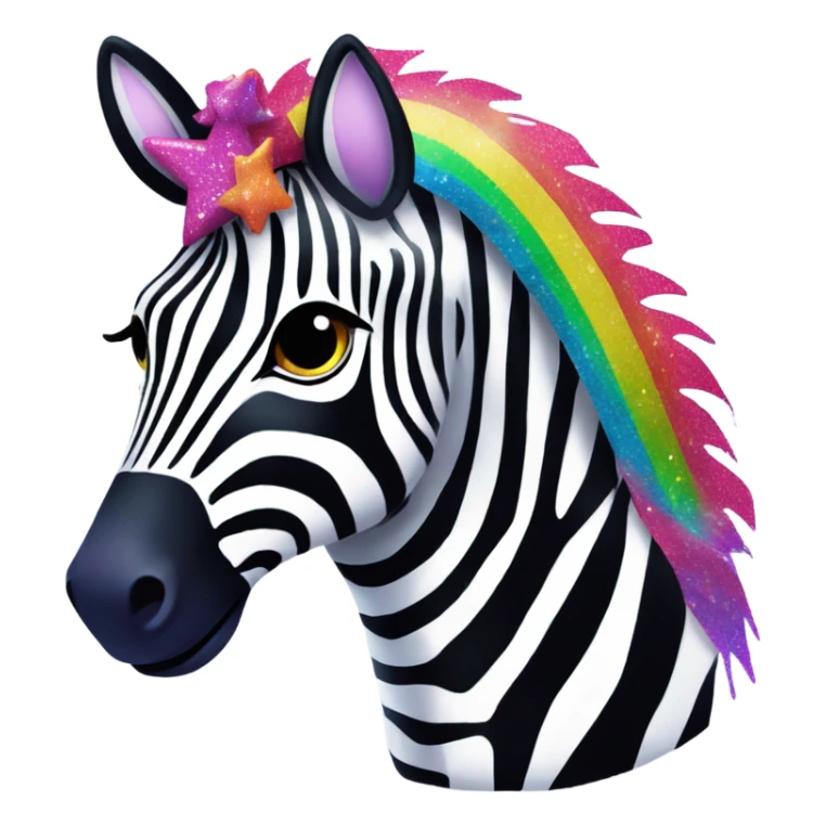 Lisa frank zebra with glitter rainbow stripes sticker