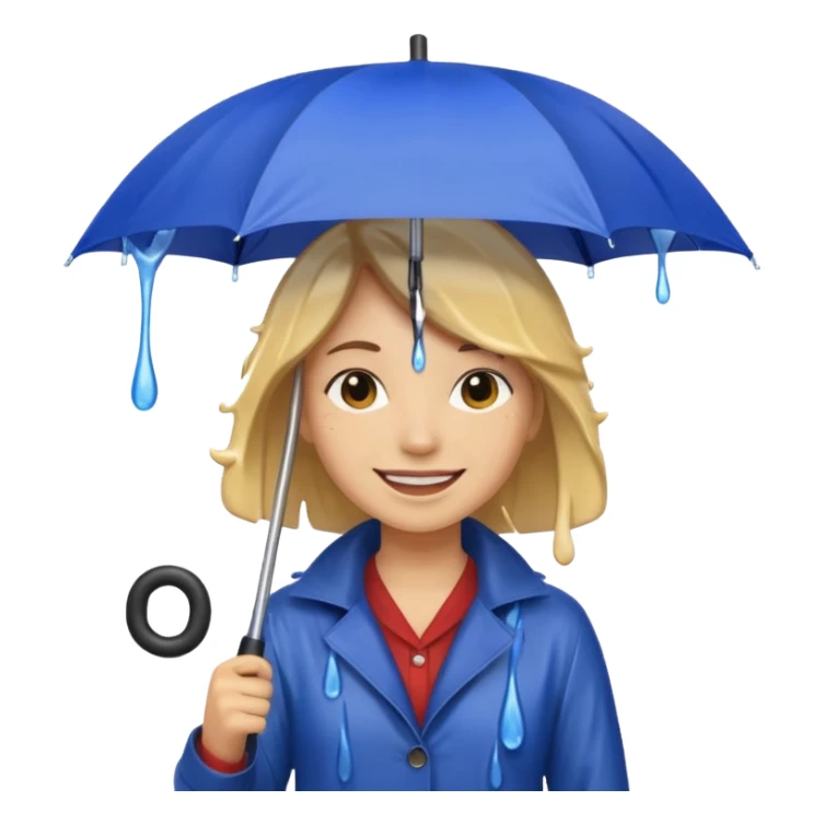 People getting wet (umbrella, dripping hair) sticker