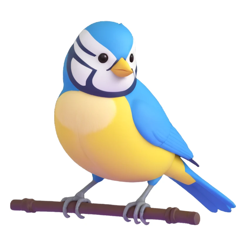 Eurasian blue tit bird with yellow chest and blue head sticker
