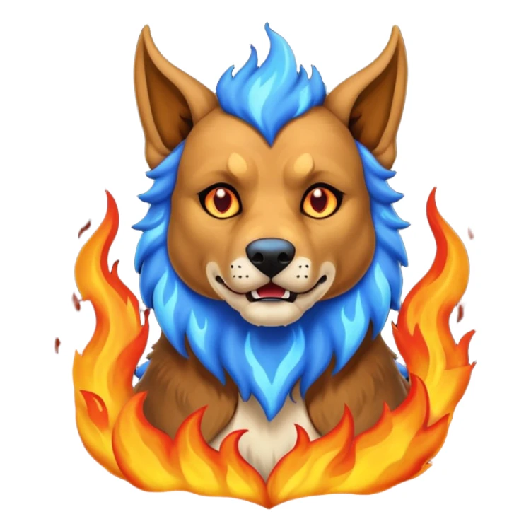 Cerberus, the hound of hades. Blue flames around. sticker