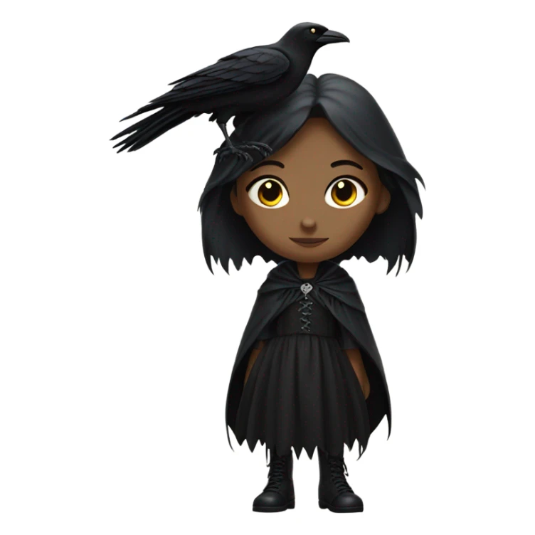 girl in gothic attire with a raven on her shoulder sticker