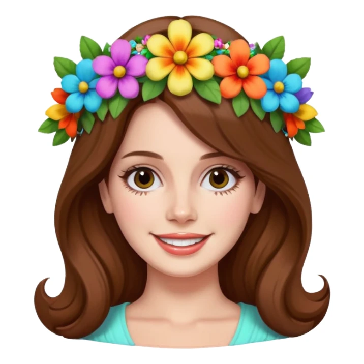 lana del rey with a colorful floral crown sticker
