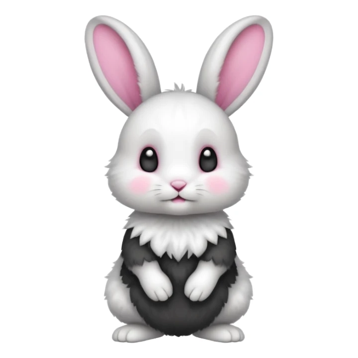a white and black baby rabbit staying on its lelegs sticker