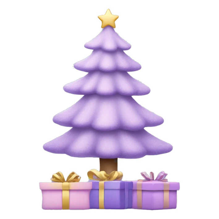 cute pastel purple christmas tree with pastel purple presents under  sticker