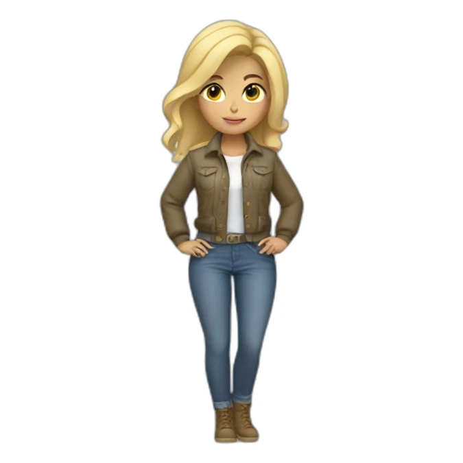 Blonde casual girl with jacket tied around waist sticker