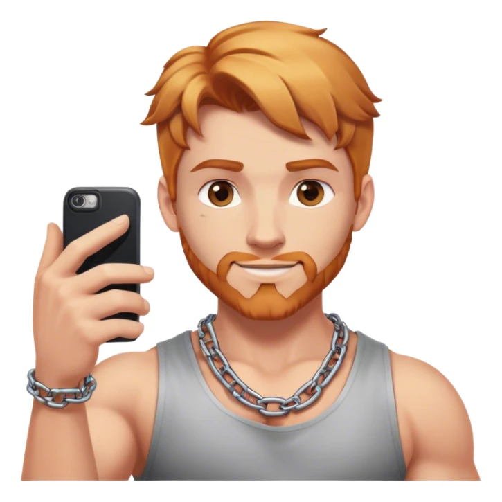Buff man selfie with thick chain link necklace and reddish blonde hair  sticker