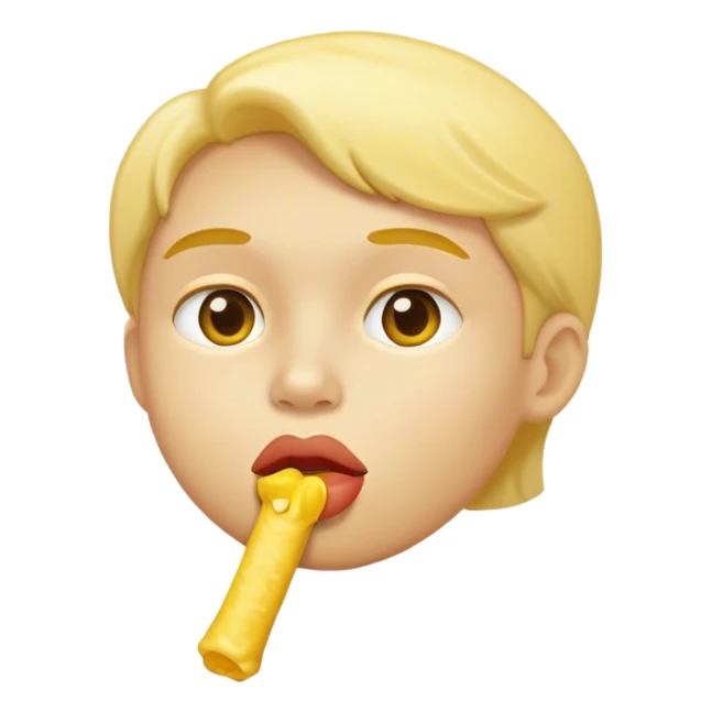 Kissing face with yellow bone in mouth sticker