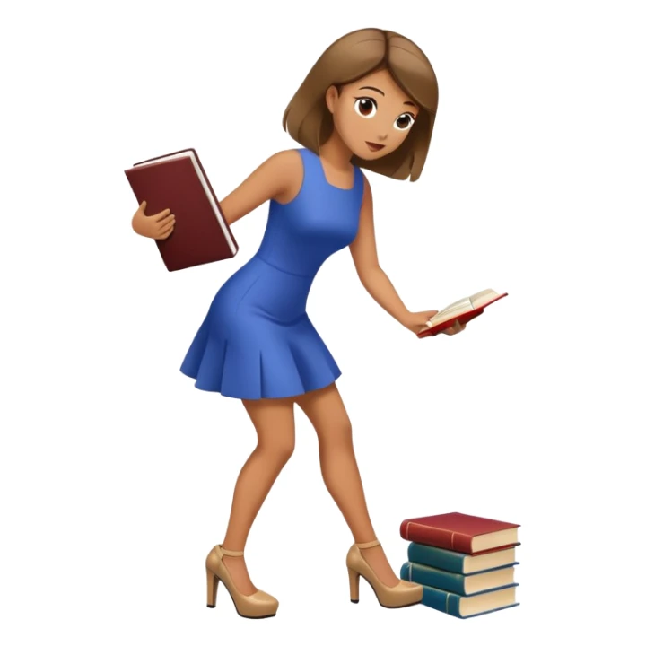 Bimbo walking, platform heels, mini dress, picking up book from ground, hot  sticker