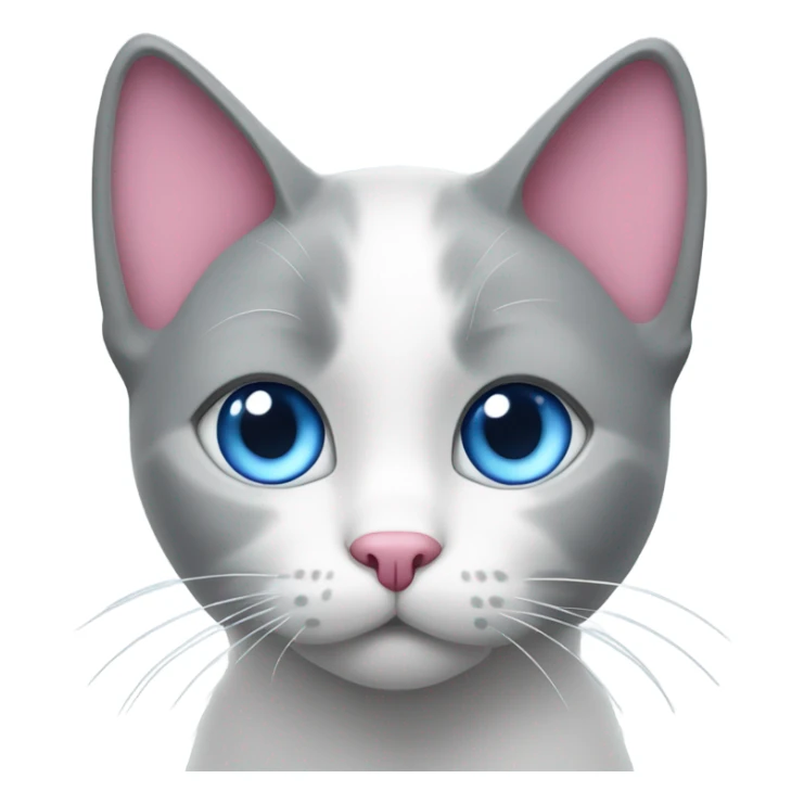 grey and white cat with pink nose and blue eyes sticker