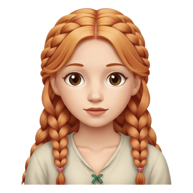 Strawberry blonde hair woman with long braids  sticker