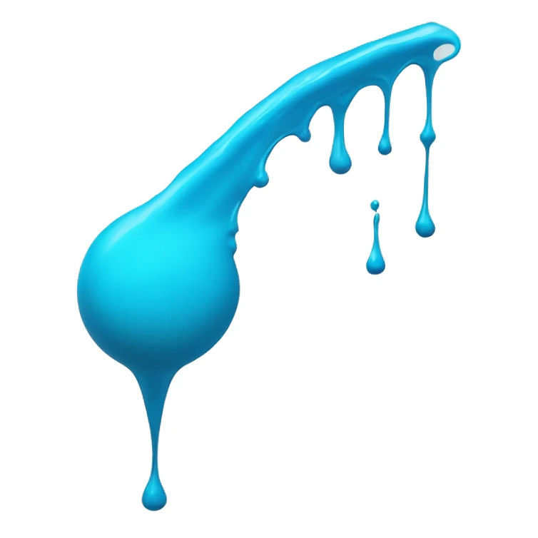 Glowing shiny Cyan blue paint splash splatter drip sticker