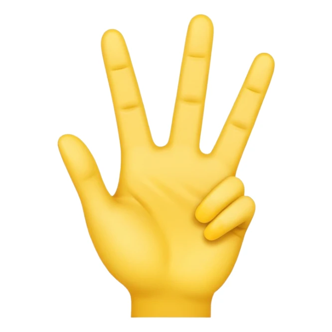 yellow emoji hand holding up 4 fingers sticker