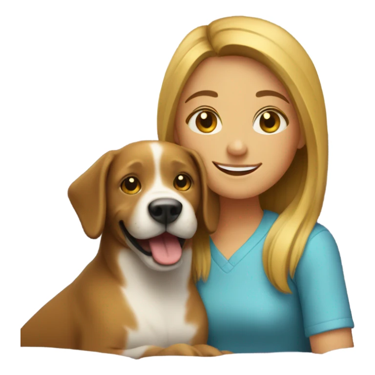 smiling girl with dog couch sticker