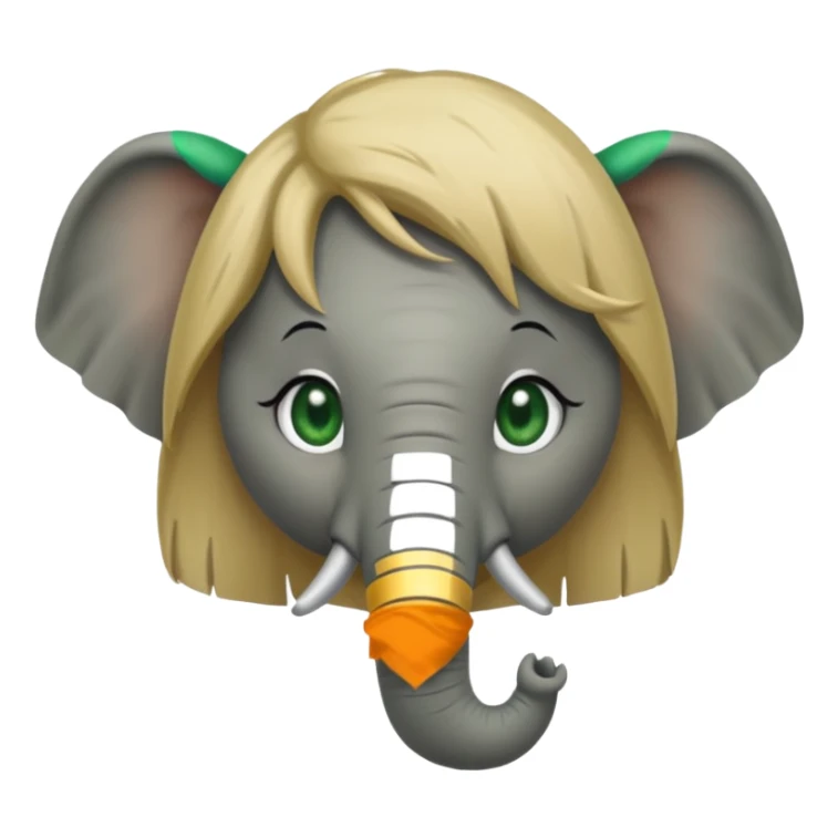 Make and elephant with a dirty blonde wig and green eyes sticker