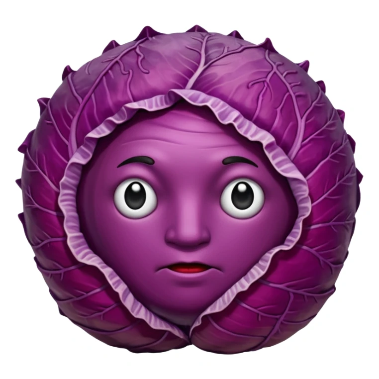 spicy red cabbage whole bold red color no face sticker