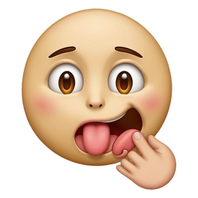 emoji choking itself with tongue out and looking up sticker