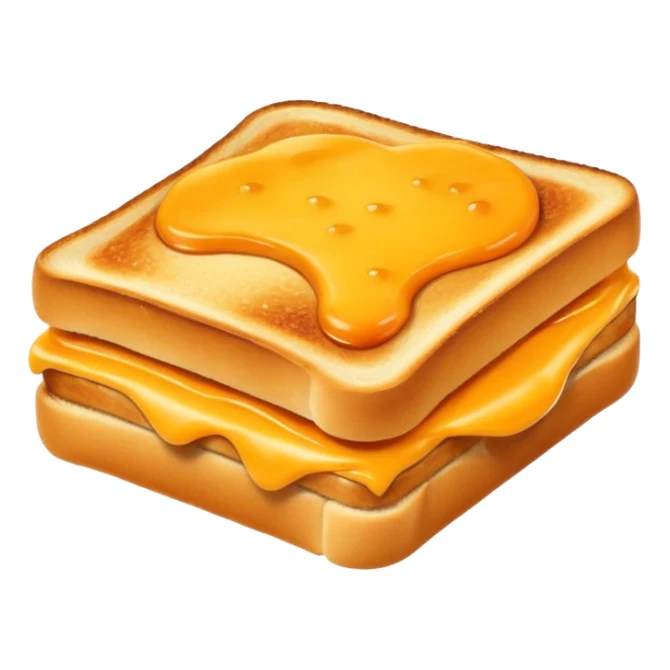 a toastie with melted cheese on the rim and an orange hat sticker