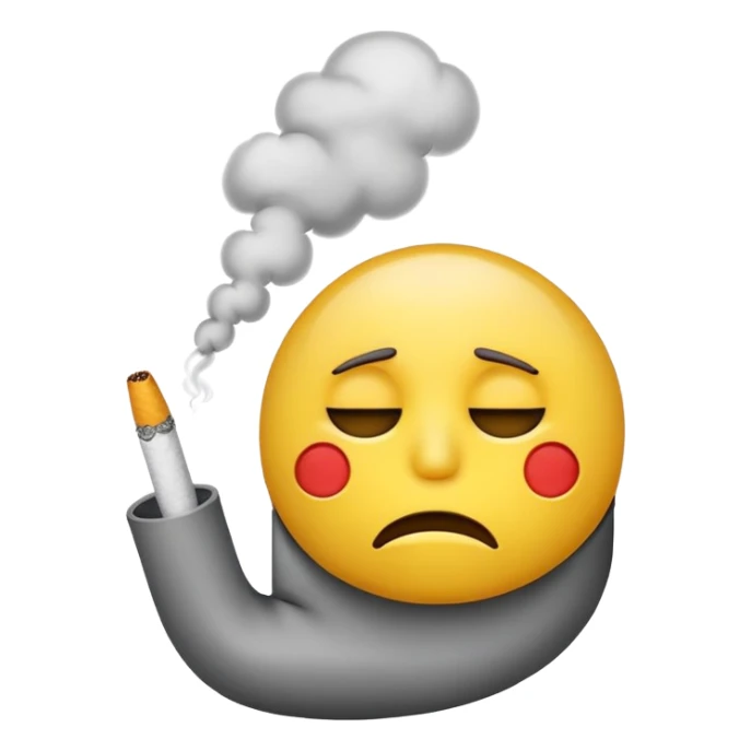 tired emoji smoking a cigarette sticker