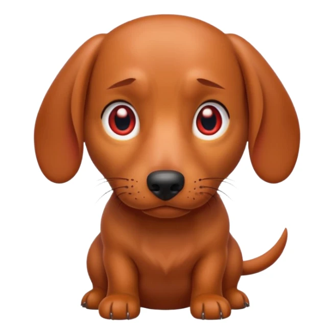 Create an angry dachshund with angry eyes and a little red face sticker