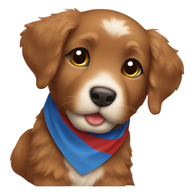 Chibi fluffy dark red retriever puppy with blue neckerchief sticker