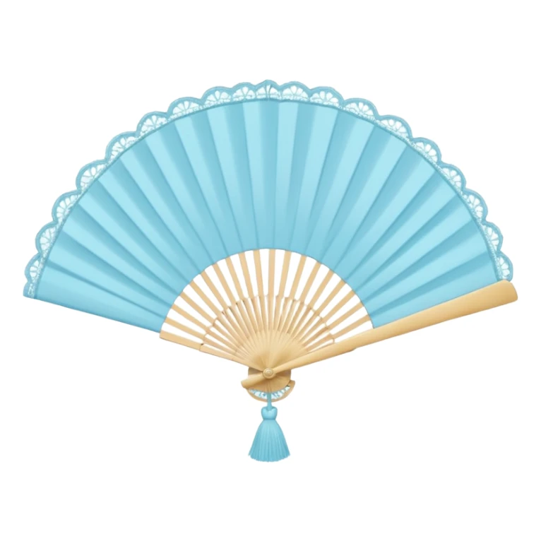 rococo pale pastel blue fan with lace sticker