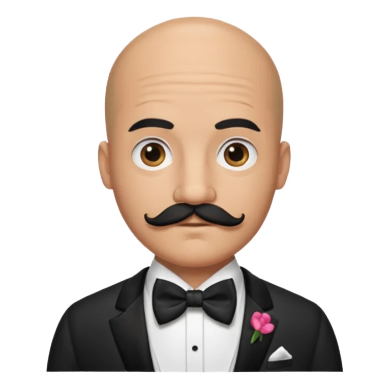 Bald guy with thick black mustache & bow tie sticker