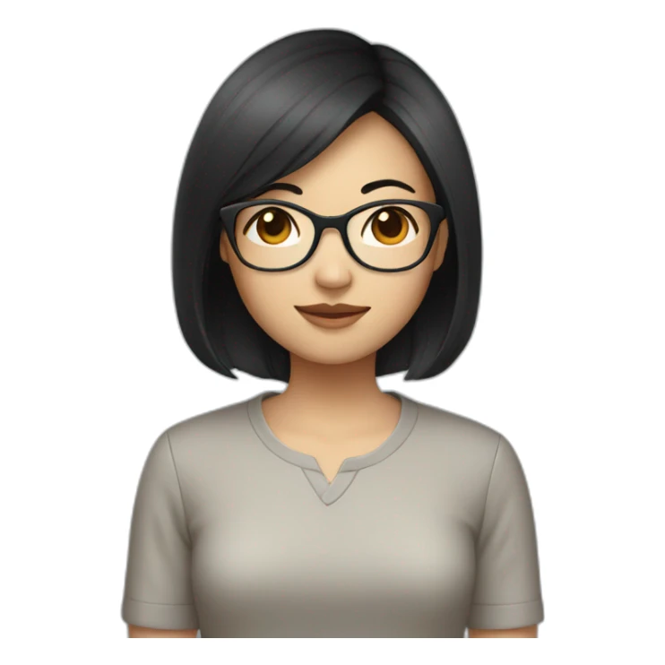 asian girl with short black hair wearing glasses sticker