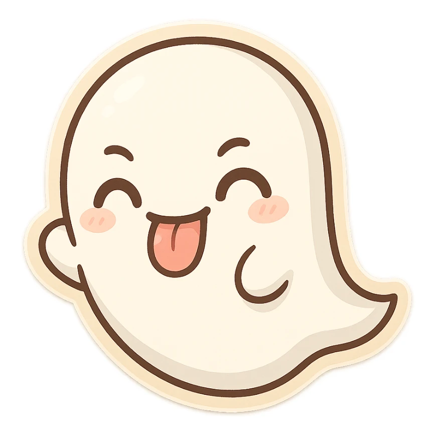 playful ghost sticking out its tongue sticker