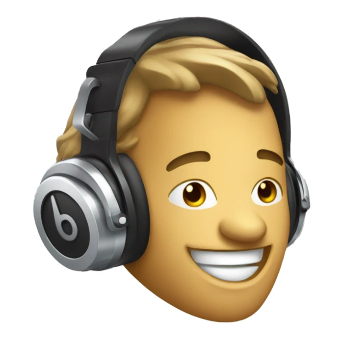 Cartoon dj headset on listening music happily sticker