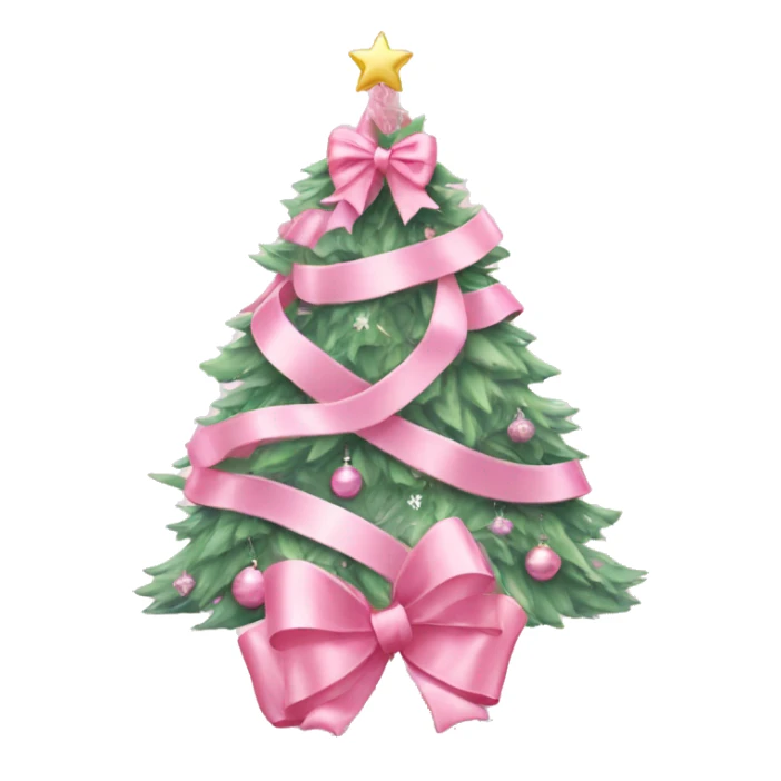 pastel pink decorated christmas tree with a pink bow and ribbons  sticker